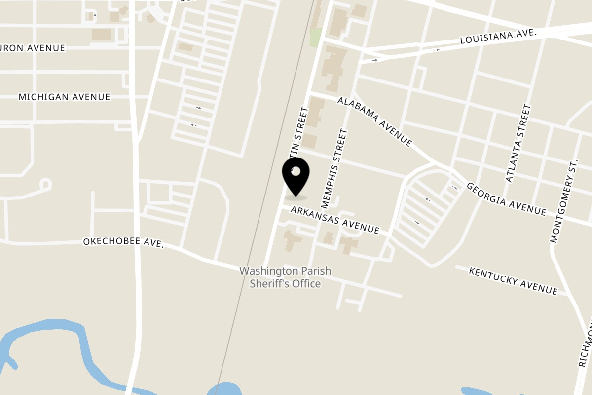 Map showing the location of Maria's Mexican Restaurant on 200 Austin St in Bogalusa